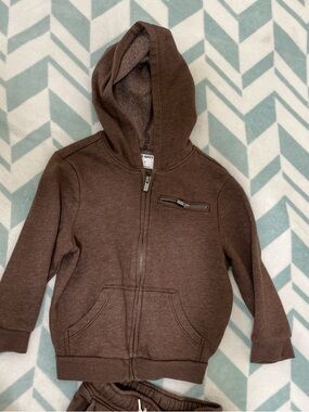 Old Navy Brown Kids Zip-Up Hoodie with Chest Zip Pocket